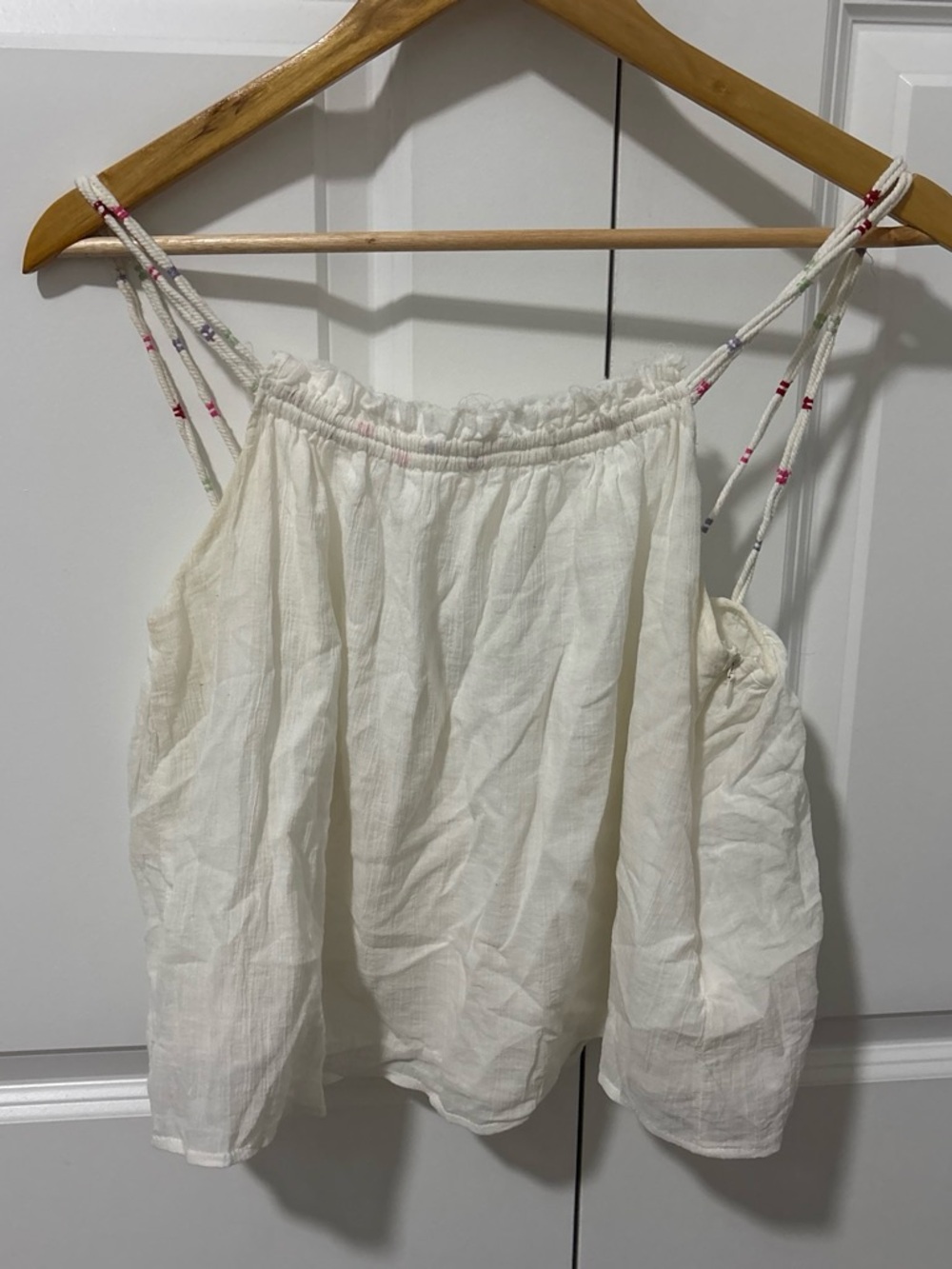 Zara Cream Spaghetti Strap Camisole with Braided Detail
